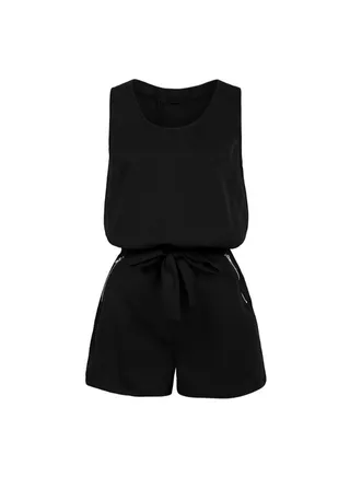 Elegant Self-Tie Detail Jumpsuit Black 