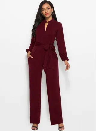Solid Jumpsuit Burgundy 