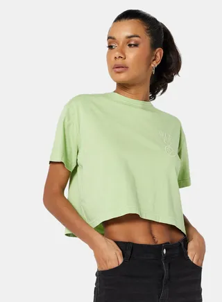 Eco-Friendly Logo Loungewear Crop Top Light Green 