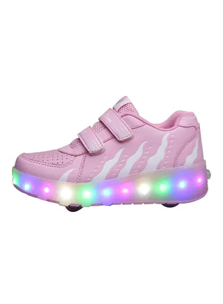 LED Flashing Wheeled Low Top Sneakers Pink 