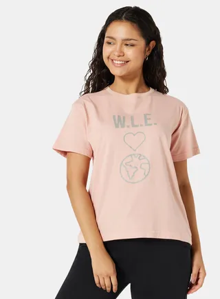Eco-Friendly Graphic Boxy Loungewear T-Shirt Light Pink 