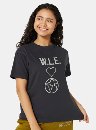 Eco-Friendly Graphic Boxy Loungewear T-Shirt Charcoal Grey 