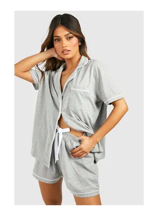 Jersey Button Through PJ Short Set 