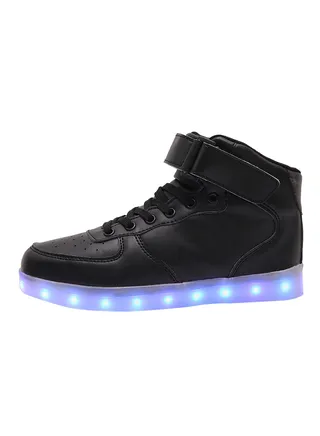 LED Flashing Lights High Top Sneakers Black 