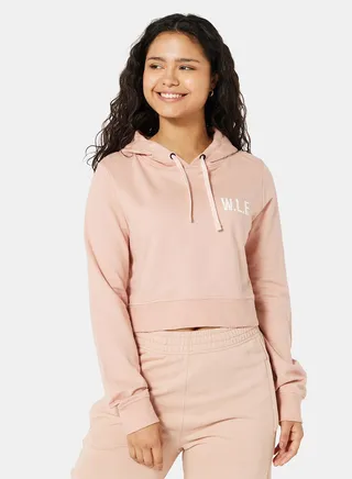 Eco-Friendly Logo Loungewear Cropped Hoodie Misty Rose 