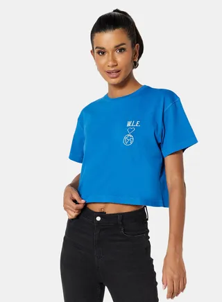 Eco-Friendly Logo Loungewear Crop Top Blue 