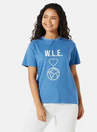 Eco-Friendly Graphic Boxy Loungewear T-Shirt Light Blue 