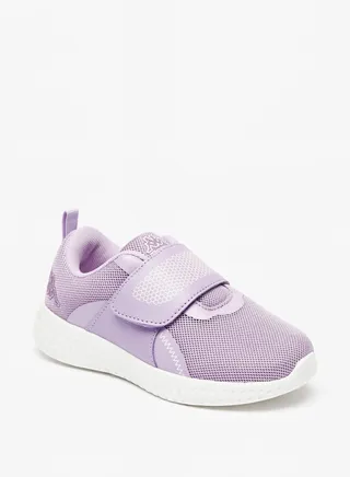 Girls Textured Sneakers with Hook and Loop Closure 