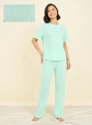 Strong Embossed T-Shirt & Pyjama Set 