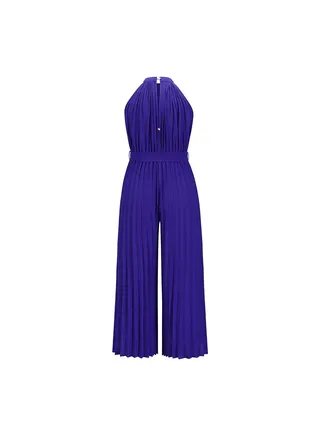 Sleeveless Pleated Lace Up Slim Fitting Women's Jumpsuit Pants 