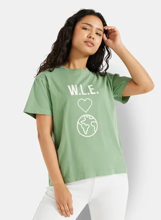 Eco-Friendly Graphic Boxy Loungewear T-Shirt Green 