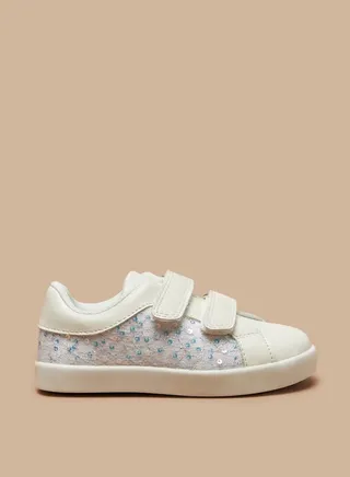 Girl's Embellished Casual Sneakers Shoes With Hook And Loop Closure Ramadan Collection 