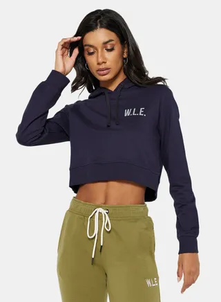Eco-Friendly Logo Loungewear Cropped Hoodie Night Sky 
