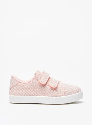 Girl's Textured Casual Sneakers Shoes With Hook And Loop Closure Ramadan Collection 