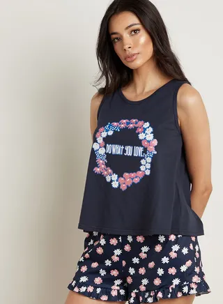 Do What You Love Floral Vest And Ruffle Short 