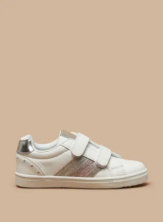 Girl's Panelled Casual Sneakers Shoes With Hook And Loop Closure Ramadan Collection 