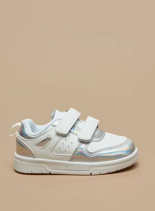 Girls Paneled Sneakers with Hook and Loop Closure 