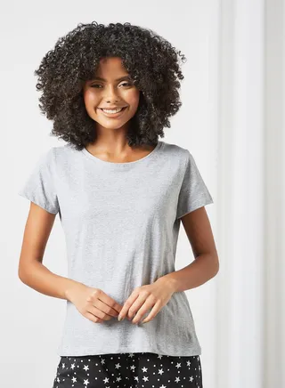 Plain Loungewear T-Shirt Grey Melange 