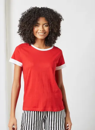 Stripe Loungewear T-Shirt Red 