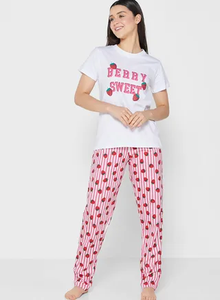 Graphic Printed Pyjama Set 