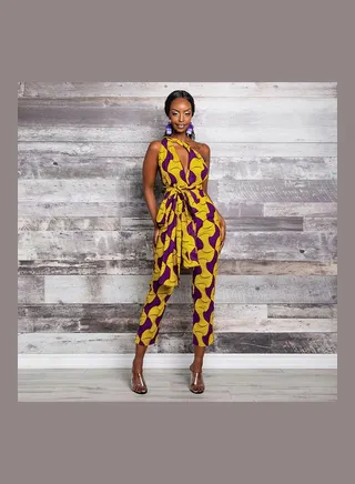 Printed Casual Jumpsuit Yellow/Brown 