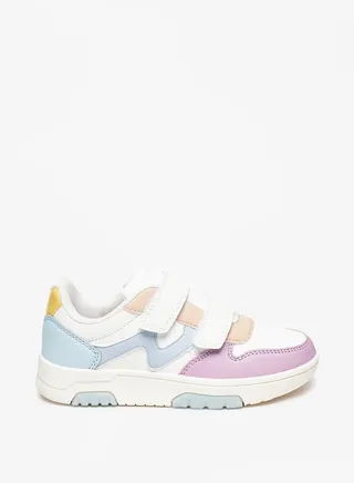 Girl's Textured Casual Sneakers Shoes With Hook And Loop Closure 