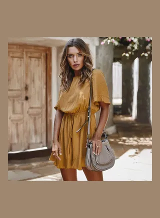 Solid Ruffles Playsuit Yellow 
