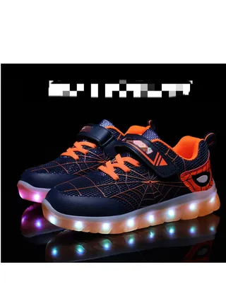 Walking Shoes LED Lights Shoes Light Up Boys And Girls Children USB Charge Orange 
