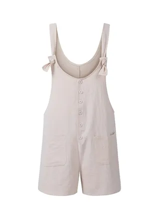 Solid Cotton Jumpsuit Khaki 