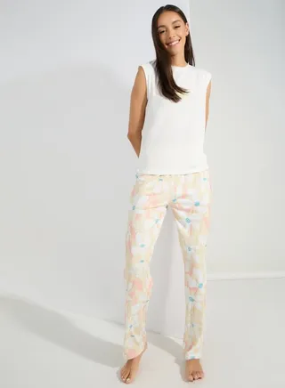 Not In The Mood Slogan Vest & Floral Pyjama Set 