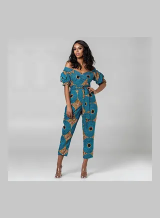 Solid Off Shoulder Jumpsuit Blue 