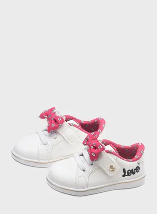 Kids Front Bow Low Top Sneakers 