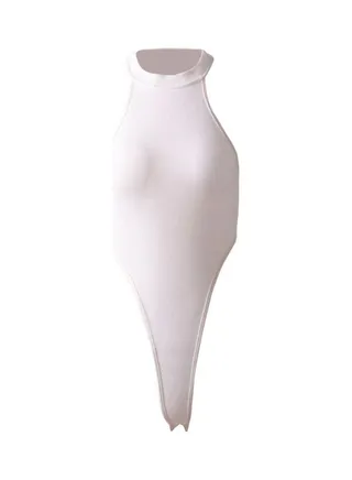 Solid Sleeveless Bodysuit White 