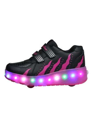 LED Flashing Wheeled Low Top Sneakers Black 