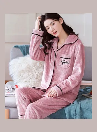 2-Piece Long Sleeves Pyjama Set Pink 