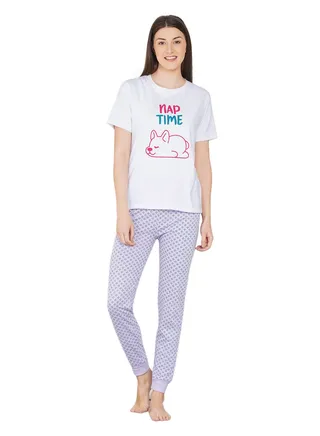 100% Cotton 2 Piece Women’s Printed Nightwear Pyjama Set 