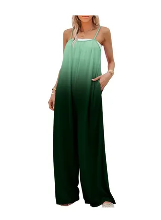 New Women's Gradual Color Casual Loose Sleeveless High Waist Jumpsuit 
