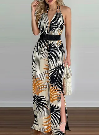 Women's New Fashion Digital Printed Colorful Jumpsuit 
