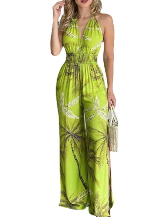 Women's New Fashion Digital Printed Colorful Jumpsuit 