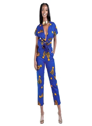 African Multi Way Wearing Jumpsuit Blue 