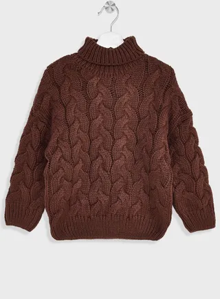 Boys Turtleneck Cable Knitted Sweater