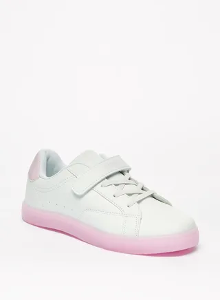Solid Sneakers with Hook and Loop Closure 