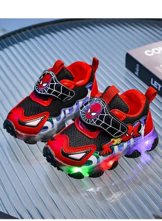 Red mesh surface breathable Spider Man sports shoes for children 