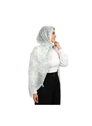 Casual Floral hijab White-Blue-Beige 