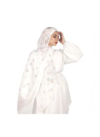 Casual Floral hijab White-Rose-Blue 