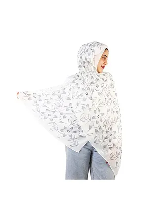 Casual Floral hijab White-Black-Grey 