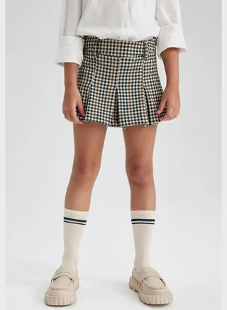 Kids Checks Woven Midi Skirt 