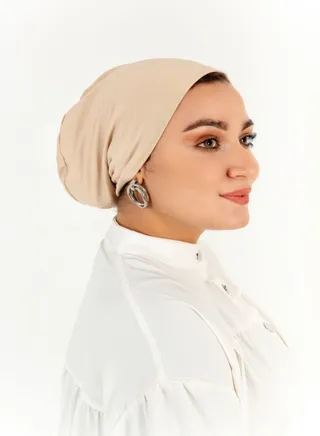 Cotton Bonnet Cap Women's - Beige Color 