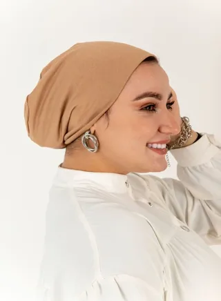 Cotton Bonnet Cap Women's - Dark Beige Color 