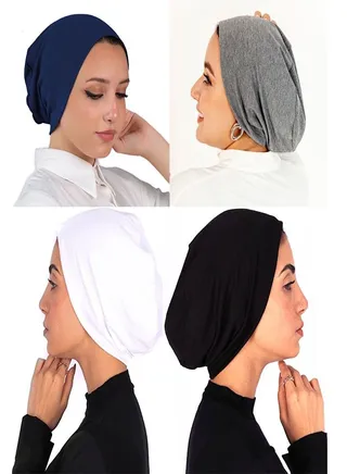Bundle Of 4 Cotton Bonnet Cap Women's - MultiColour 